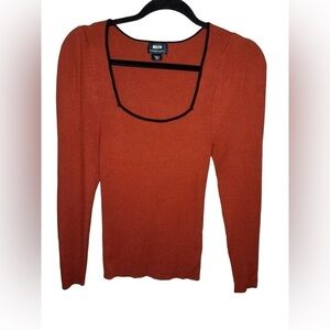 Maeve by Anthropologie Long Sleeve Puff Sleeve Sweater Size S Orange
